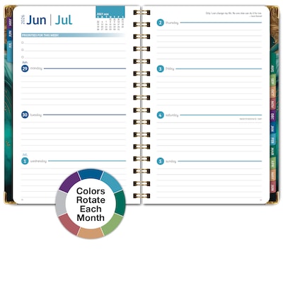 2026-2027 Excello Brands 8" x 5.5" Academic Weekly & Monthly Planner, Paperboard Cover, Teal Gold Marble (FSHN-AY26-58-54)
