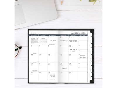 2025 AT-A-GLANCE 3.5 x 6 Monthly Planner, Faux Leather Cover, Black (70-064-05-25)