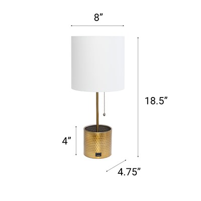 Creekwood Home 18.5" LED Table Lamp with USB Port, Gold (CWT-1007-GL)