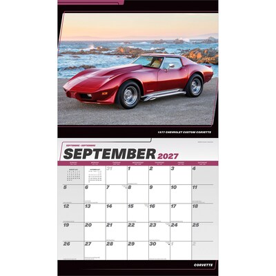 2027 BrownTrout Corvette 14" x 12" Monthly Wall Calendar, Assorted Colors (9798330713165)