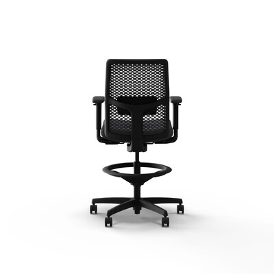 HON Ignition Vinyl Task Stool with Backrest and Footrest with Lumbar Support, Basalt (HONI2RA1A0S23HC)