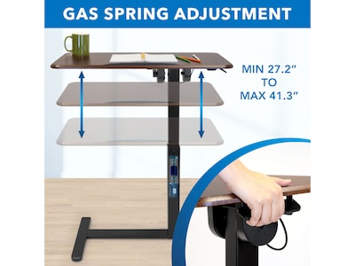 Mount-It! Height-Adjustable Overbed Desk with Tilt Tabletop, 27.2"-41.3"H, Brown/Black (MI-8045)