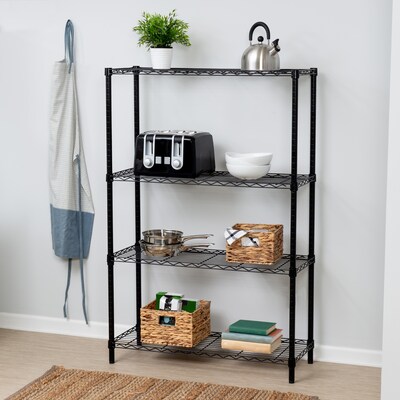 Honey-Can-Do 4-Tier 250lb. Capacity Shelving Unit, Black (SHF-01908)