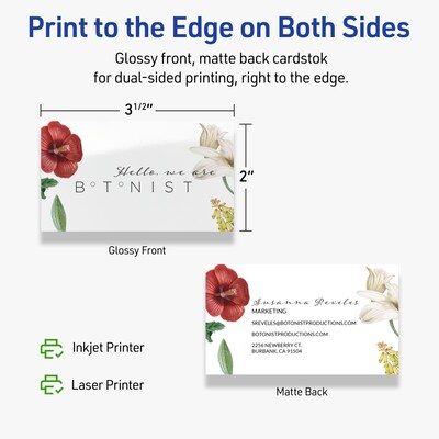 Avery Business Cards, 2" x 3-1/2", Glossy White, 400/Box (95319)