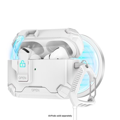 SaharaCase Raider Series Heavy Duty Case Compatible with Magsafe for Airpods Pro 3, Secure Lock, White Stone (HP00218)