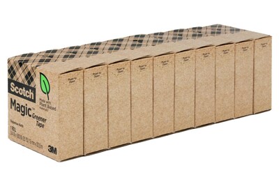 Scotch Magic Greener Invisible Clear Tape Refill, 0.75 x 25 yds., 1 Core, Invisible, 10 Rolls/Pack (81210P)