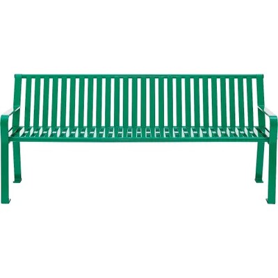 Global Industrial 4 Outdoor Bench w/ Back, Vertical Steel Slat, Green (694853KD)