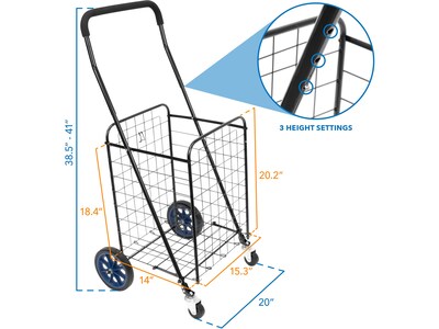 Mount-It! Small Rolling Utility Shopping Cart, 66 Lbs., Black (MI-907S)