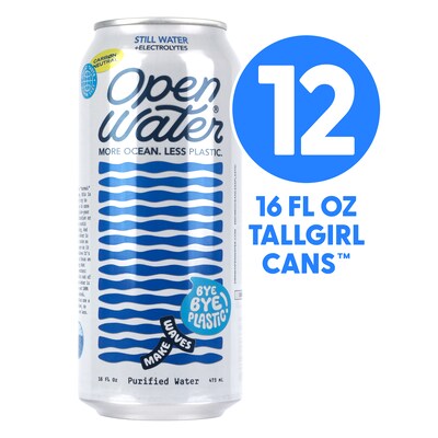 Open Water Tallgirl Canned Water, 16 oz., 12/Pack (220-02695)