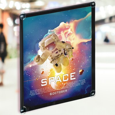 Azar Poster Holder, Window-Hanging, Vertical/Horizontal, Side Loading Plastic (106699-BLK)