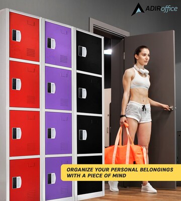 AdirOffice 72"H 4-Tier Red Storage Locker (ADI629-204-RED-DL)