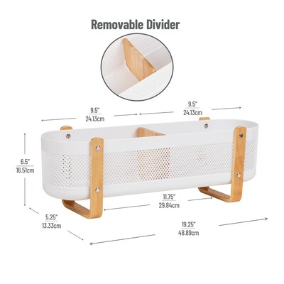 Mind Reader 2-Compartment Plastic Desk Organizer, White (DEBASK-WHT)