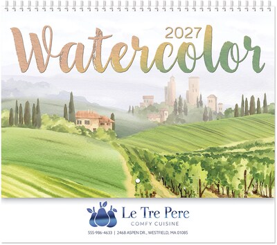 Custom Water Color Spiral Wall Calendar