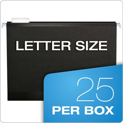 Pendaflex Reinforced Hanging File Folders, 1/5 Tab, Letter Size, Black, 25/Box (PFX 4152 1/5 BLA)