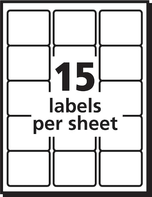 Avery Durable Laser Identification Labels, 2" x 2 5/8", White, 15 Labels/Sheet, 50 Sheets/Box (6578)