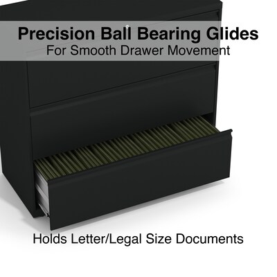 Quill Brand® HL8000 Commercial 3-Drawer Lateral File Cabinet, Locking, Letter/Legal, Black, 42"W (23202D)