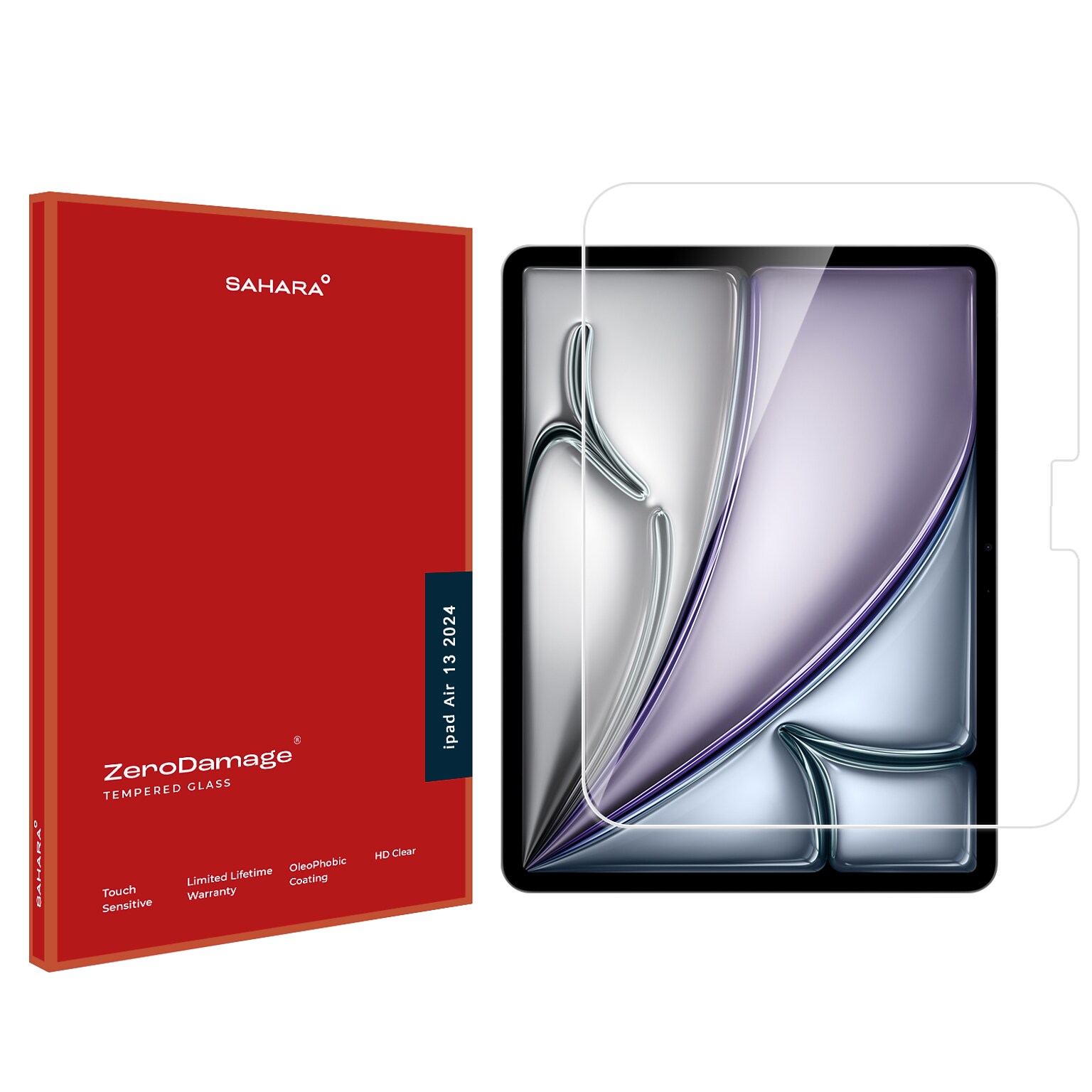 SaharaCase ZeroDamage Ultra Strong Tempered Glass Screen Protector for Apple iPad Air 13 M2, Clear (ZD-T00065)