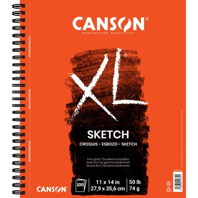 Canson XL Series 11" x 14" Wire Bound Sketch Pad, 100 Sheets/Pad, 2/Bundle (MCXC400077359-2)