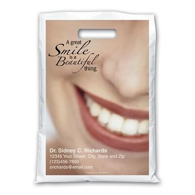 Medical Arts Press® Dental Personalized Full-Color Bags; 9x13, Smile is Beautiful, 100 Bags, (26007