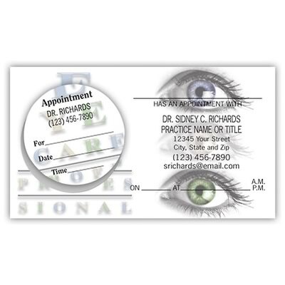 Medical Arts Press® Dual-Imprint Peel-Off Sticker Appointment Cards; Three Eyes
