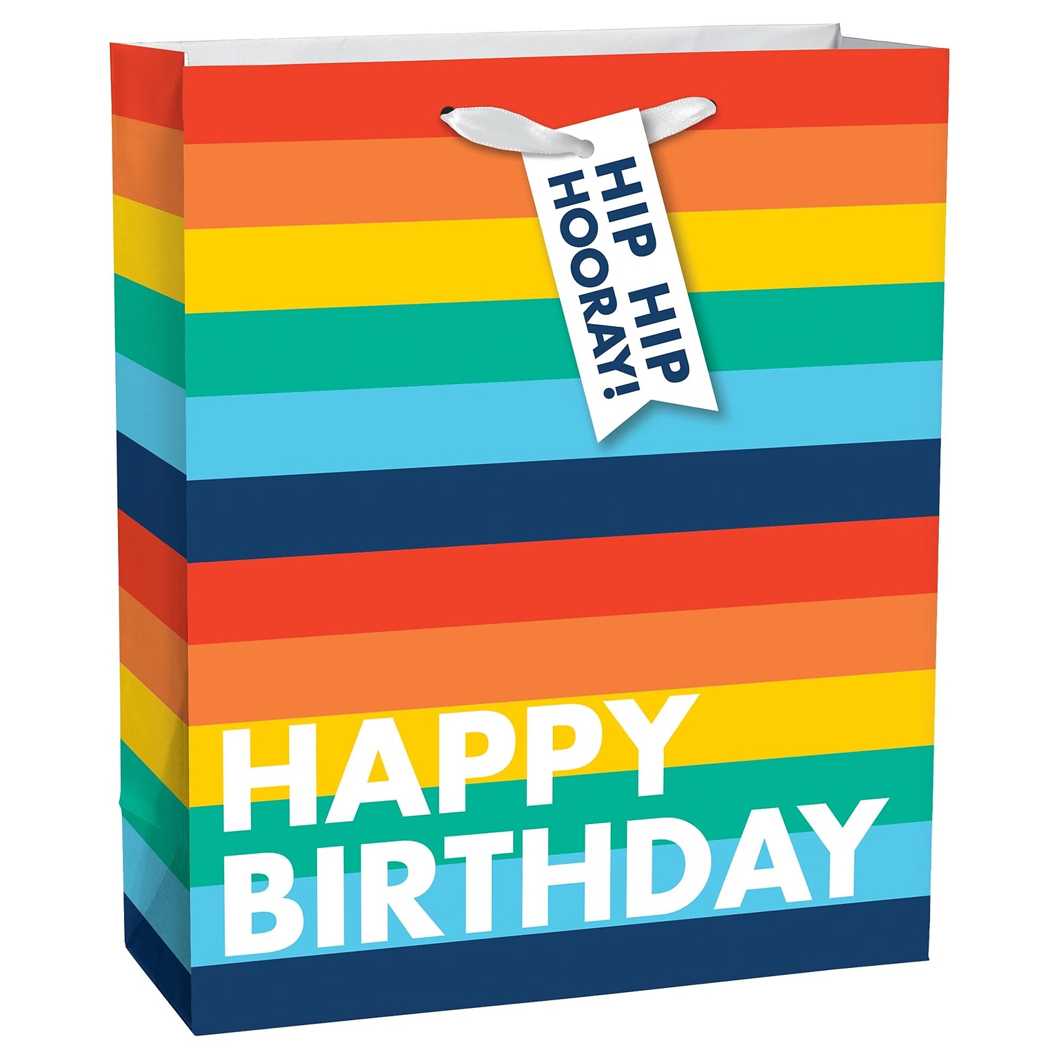 Party City Rainbow Stripe Birthday Medium Gift Bag, Multicolored (AM170805-NS)