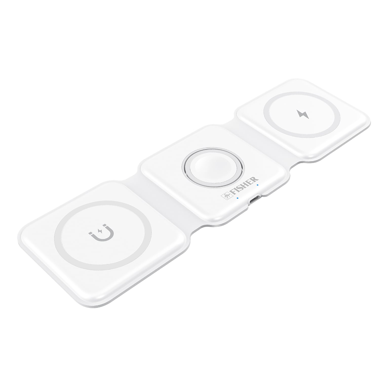 Fisher Tech Essentials Magnetic 3-in-1 Foldable Wireless Charging Pad, 15W, 4-ft., White (FWIC285W)