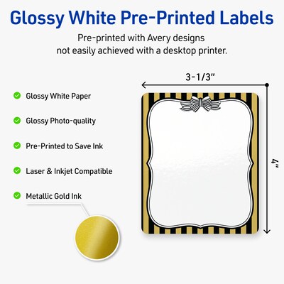 Avery Rectangle Laser/Inkjet Multipurpose Labels, 4 x 3-1/3, White, 40/Pack (19479370947)