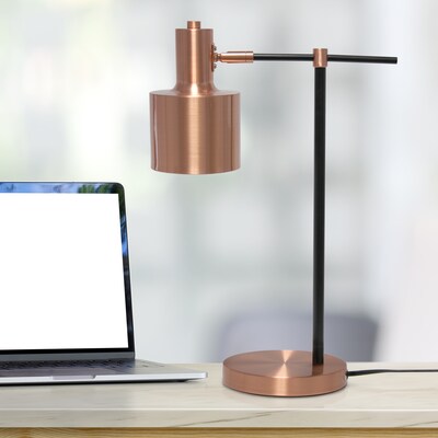 Lalia Home Studio Loft Mid Century Modern Metal 21.80" LED Table Lamp, Rose Gold (LHT-4001-RG)