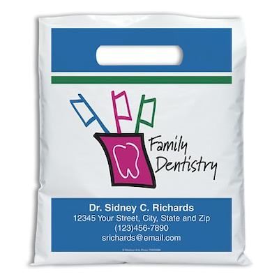 Medical Arts Press® Dental Personalized Full Color Bags; 7-1/2x9, Family Dentistry, 100 Bags, (70105)