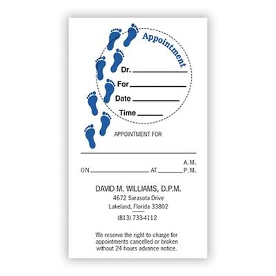 Medical Arts Press® Single-Imprint Peel-Off Sticker Appointment Cards; Blue Footprints