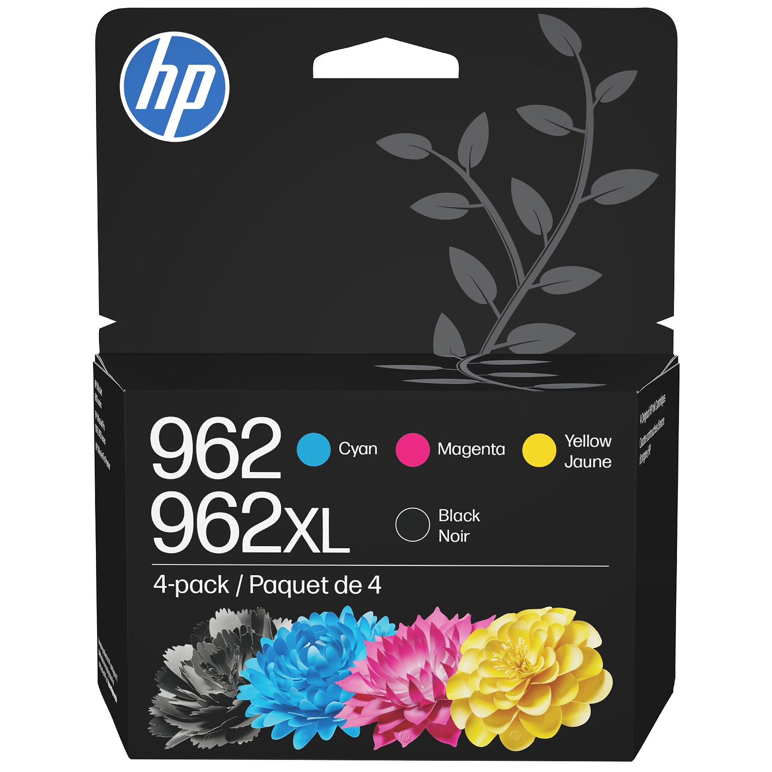 HP 962XL/962 Black High Yield and Cyan/Magenta/Yellow Standard Yield Ink Cartridge, 4/Pack (3JB34AN#140)