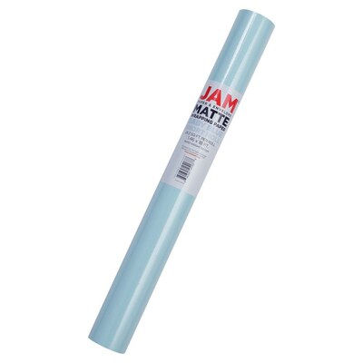 JAM Paper Short Mini Roll Wrapping Paper, 26.3 sq. ft., Pool Baby Blue, 2/Pack(277013535263a)