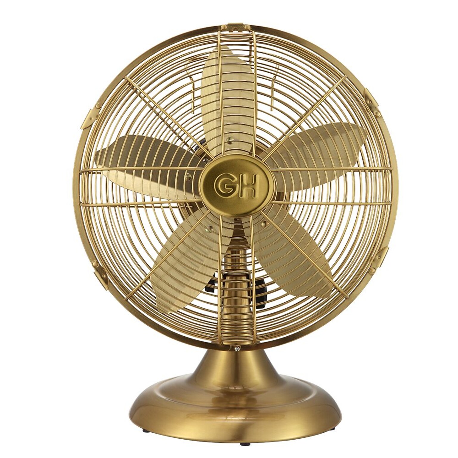 Good Housekeeping 12 Oscillating Desk Fan, 3-Speed, Satin Brass (92613)