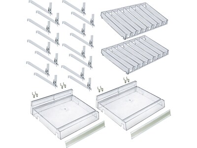 Azar 2.63 x 12 Pegboard 8-Compartment Cosmetic Tray, Clear, 2/Pack (225830-8COMP-CLR-2PK)