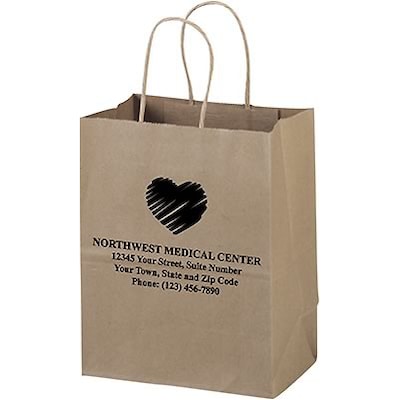 Custom Classic Paper Bags; Brown Kraft, 9-3/4x7-3/4x4-3/4