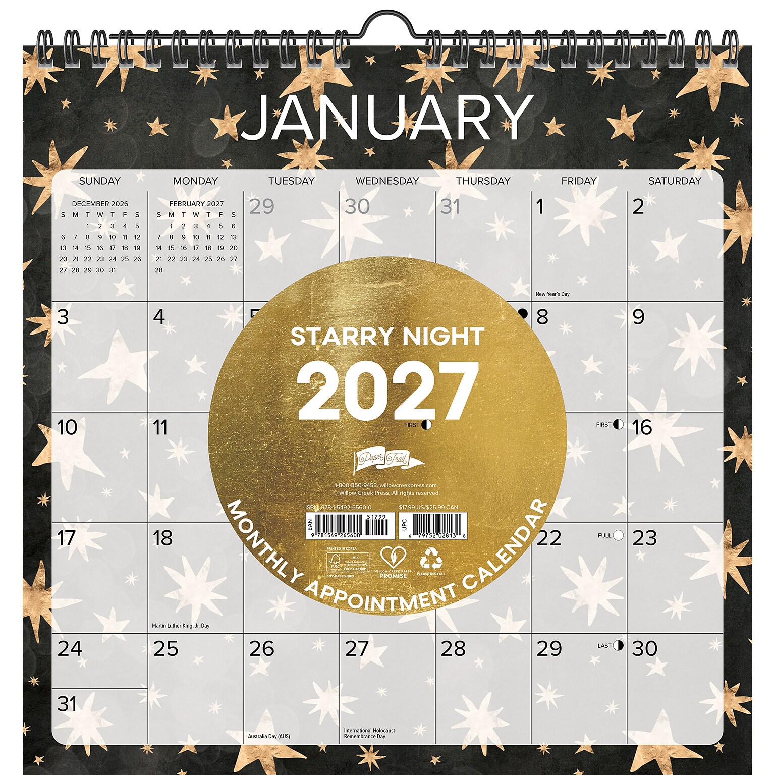 2027 Willow Creek Starry Night 12 x 12 Monthly Wall Calendar, Assorted Colors (65600)