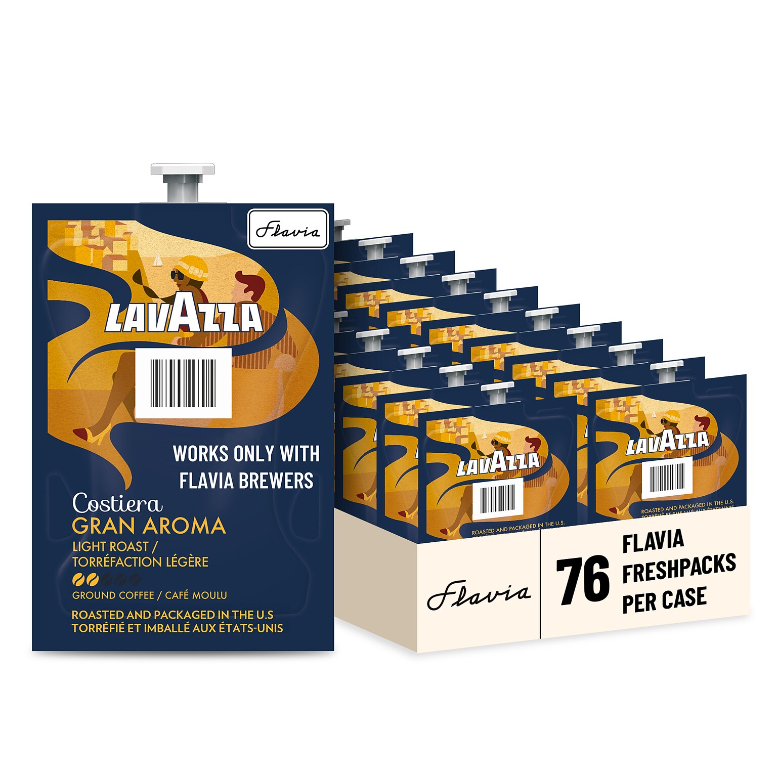 Lavazza Gran Aroma Citrus Coffee Flavia Freshpacks, Light Roast, 76/Carton (48087)