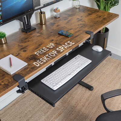 Mount-It! Adjustable 30"W Clamp-On Keyboard and Mouse Tray, Black (MI-7181)
