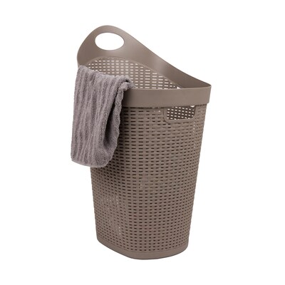 Mind Reader Basket Collection 15.85-Gallon Rolling Laundry Hamper, Plastic, Tan (60HWHEEL-BRNM)