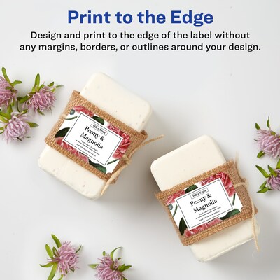 Avery Laser/Inkjet Decorative Edge Waterproof Multipurpose Labels, 3"  x 2", White, 80/Pack (94267)