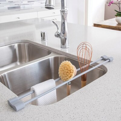 Better Houseware Silicone-Coated Steel Over-Sink Drying Bar, Gray (BTH1433)