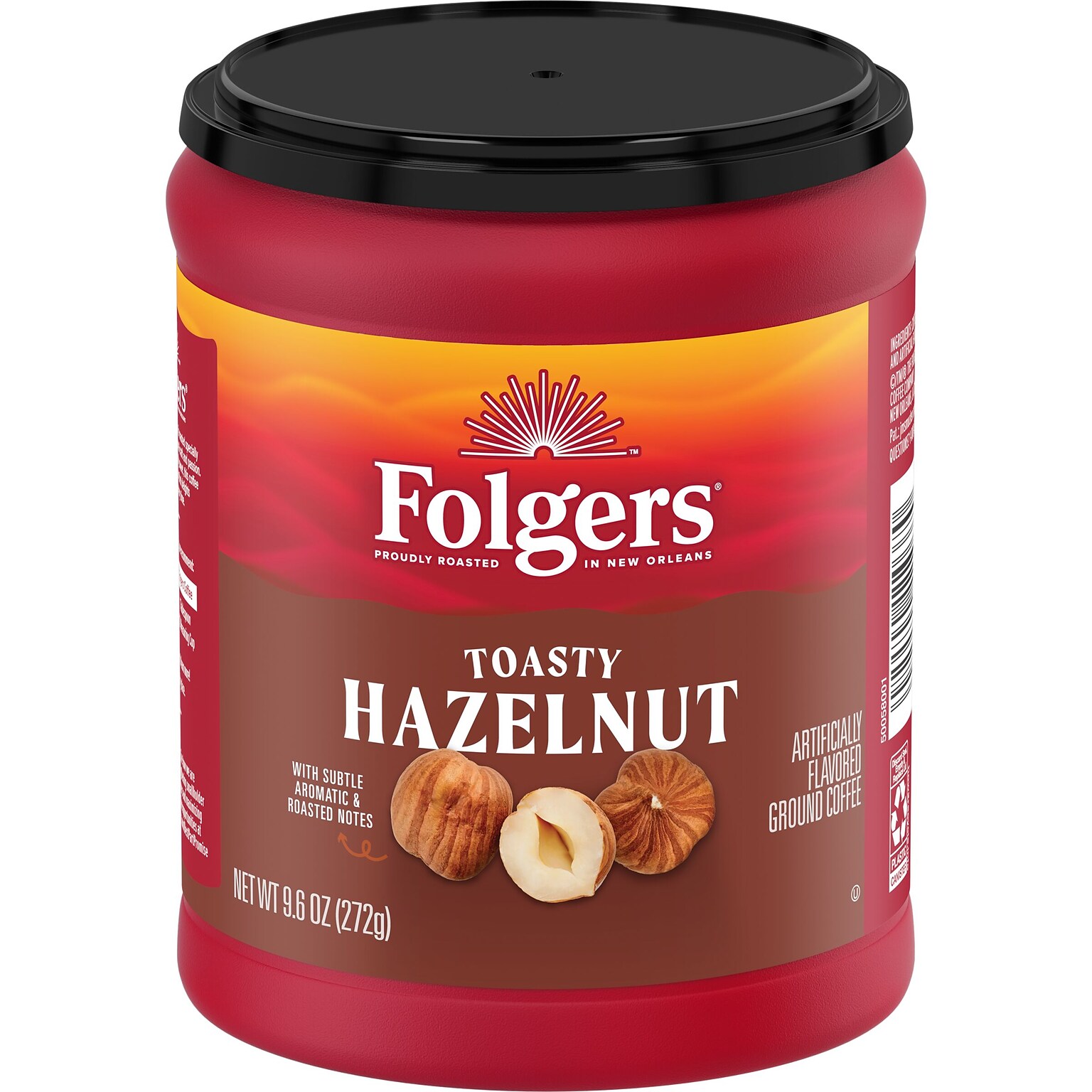 Folgers Toasty Hazelnut Ground Coffee, 9.6 oz. Canister(2550011037)