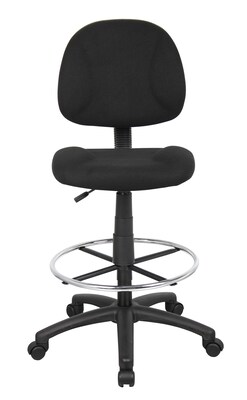 Boss Armless Fabric Drafting Stool with Footring, Black (B1615BK)