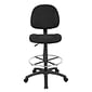 Boss Armless Fabric Drafting Stool with Footring, Black (B1615BK)