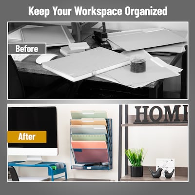 Mind Reader 5-Pocket Metal Mesh Mountable Wall File, Letter Size, Turquoise (MAGSTACK-TUR)