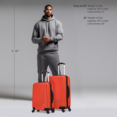 InUSA Royal 2-Piece Hardside Spinner Luggage Set, TSA Checkpoint Friendly, Orange (IUROY0SM-ORG)