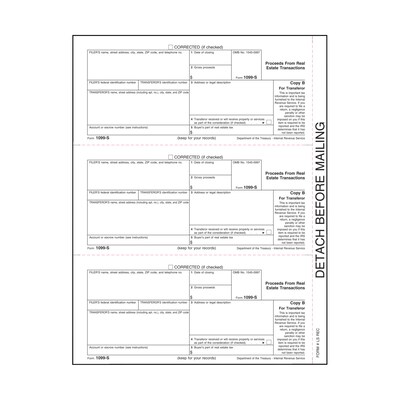1099 S Real Estate Transaction; Transfer Copy B