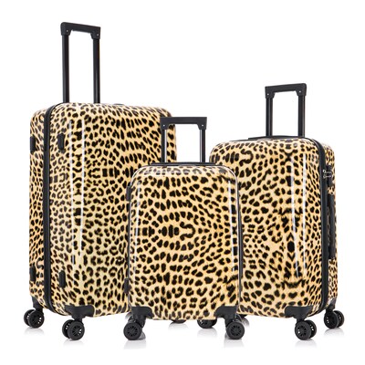 InUSA Prints 3-Piece Hardside Spinner Luggage Set, TSA Checkpoint Friendly, Cheetah Animal Print (IUAPCSML-CHE)