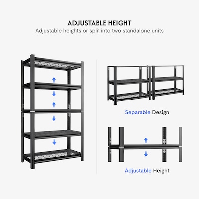 FlexiSpot 5-Shelf Metal Storage Rack, 71.2" x 35.4" x 15.7", Black (CJ021-DJ)