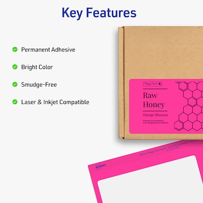 Avery Sure Feed Laser/Inkjet Removable ID Labels, 2 x 4, Assorted Neon, 120 Labels/Pack (6481)